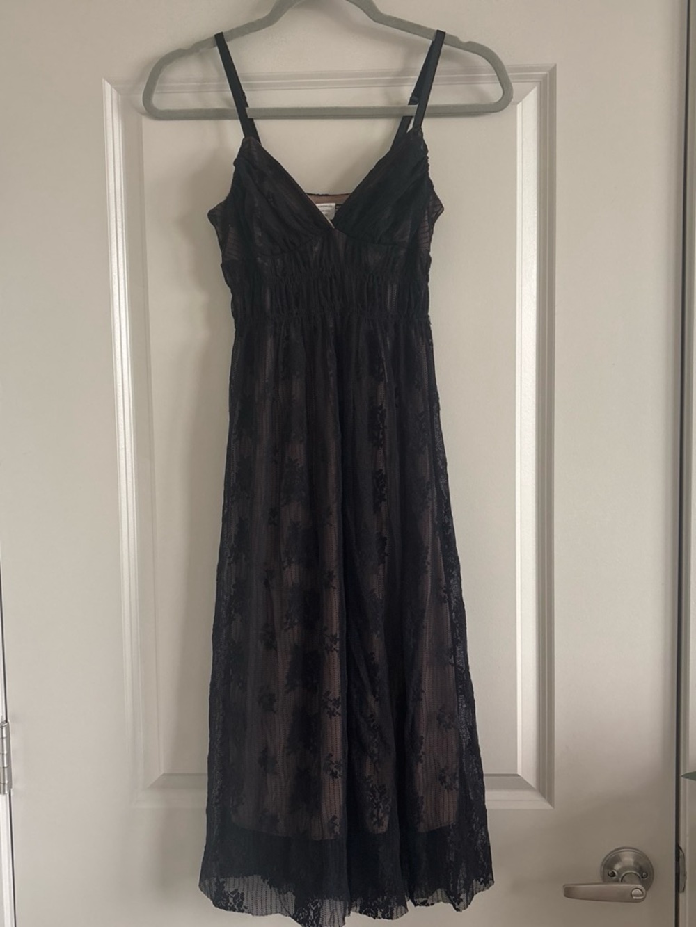 Black Lace Midi Dress with Spaghetti Straps 90s/Y2K Necessary Objects XS